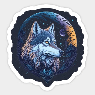 Wolf At Night Time Sticker